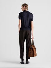 Prada Navy Blue Silk Polo Shirt