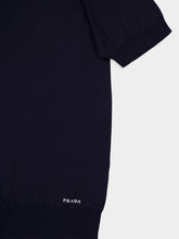 Prada Navy Blue Silk Polo Shirt
