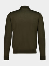 Prada Superfine Wool Military Green Long-Sleeve Polo