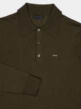 Prada Superfine Wool Military Green Long-Sleeve Polo