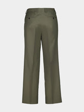 Prada Forest Green Wide-Leg Wool Pants