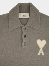 Ami Paris Grey Alpaca Ami De Coeur Polo Knit