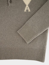 Ami Paris Grey Alpaca Ami De Coeur Polo Knit