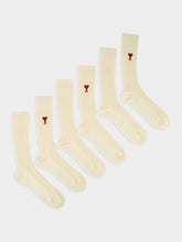 Ami Paris Pack of 3 Cream Knit Socks