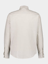 Ami Paris Loden Green and White Cotton Striped Button Down Shirt