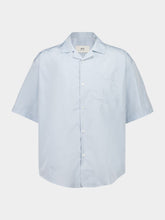 Ami Paris Sky Blue Taffeta Boxy Short-Sleeved Shirt