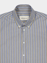 Ami Paris Navy Blue and Honey Striped Cotton Shirt