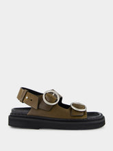 Ami Paris Black Olive Leather Fussbet Sandals