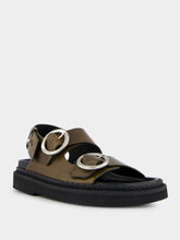 Ami Paris Black Olive Leather Fussbet Sandals