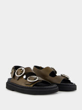 Ami Paris Black Olive Leather Fussbet Sandals