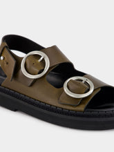 Ami Paris Black Olive Leather Fussbet Sandals