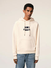 Ami Paris Beige Cotton Sweatshirt with Knitted Patch