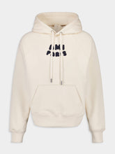 Ami Paris Beige Cotton Sweatshirt with Knitted Patch
