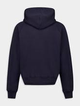 Ami Paris Navy Cotton Hooded Sweatshirt with Patch