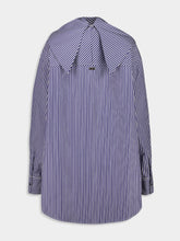 Ami Paris Blue Cotton Long Sleeves Striped Bandana Blouse