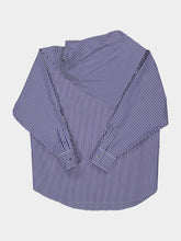 Ami Paris Blue Cotton Long Sleeves Striped Bandana Blouse