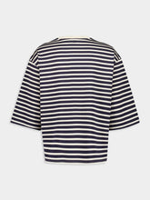 Ami Paris Navy Recycled Cotton Loose Striped T-Shirt