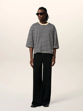 Ami Paris Navy Recycled Cotton Loose Striped T-Shirt