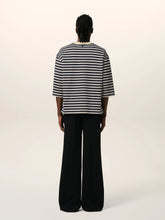 Ami Paris Navy Recycled Cotton Loose Striped T-Shirt