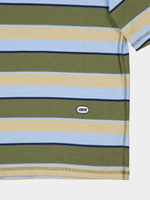 Ami Paris Blue and Khaki Striped Cotton Oversize T-Shirt