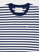Ami Paris Ink Blue and White Cotton Marinière T-Shirt