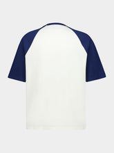 Ami Paris Cream and Blue Boxy Fit Cotton T-Shirt