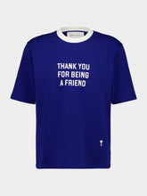Ami Paris Royal Blue Printed Cotton T-Shirt