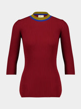 Paula Valentina Red Dahlia Knitted Top with Back Cut-Out