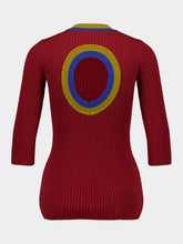 Paula Valentina Red Dahlia Knitted Top with Back Cut-Out