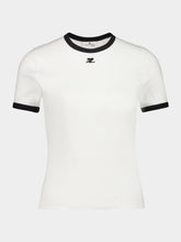 Courrèges Heritage White and Black Signature Contrast T-Shirt