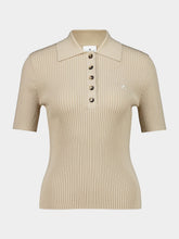 Courrèges Cappuccino Iconic Rib Knit Polo Shirt