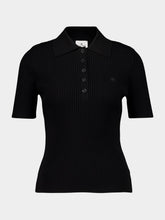 Courrèges Black Iconic Rib Knit Polo Shirt
