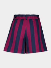 Paula Virgo Purple Hand-Woven Striped Wide-Leg Shorts