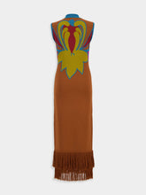 Paula Vitoria Caramel Café Jacquard Dress with Fringes