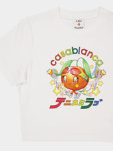 Casablanca White Crop T-Shirt with Orange Mascot Print