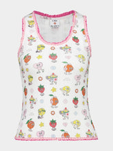 Casablanca White Frill Tank Top with Cartoon Print