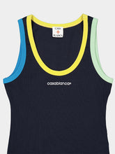 Casablanca Navy Multicolour Ribbed Cotton Tank Top