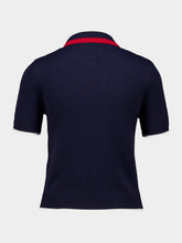 Casablanca Navy Merino Short Sleeve Polo Shirt