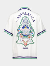 Casablanca White Hotel Emblem Silk Short Sleeve Shirt