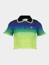 Casablanca Gradient Shirred Short Sleeve Polo Shirt