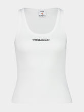 Casablanca White Ribbed Cotton Tank Top