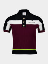 Casablanca Burgundy Striped Short Sleeve Polo Shirt