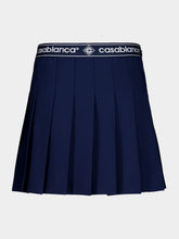 Casablanca Navy Blue Pleated Tennis Skirt with Logo Waistband