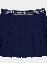 Casablanca Navy Blue Pleated Tennis Skirt with Logo Waistband