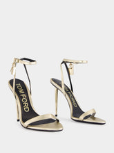 Tom Ford Pale Gold Laminated Nappa Leather Padlock Pointy Naked Sandal