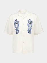 Commas White Shell Embroidered Camp Collar Shirt