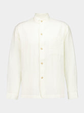 Commas White Stand Collar Hemp Viscose Shirt