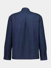 Commas Navy Stand Collar Hemp Viscose Shirt