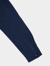 Commas Navy Stand Collar Hemp Viscose Shirt