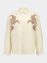 Commas Dark Cream Embroidered Cotton Shirt